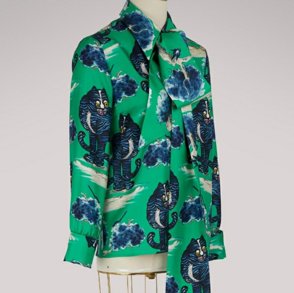 ISO Gucci Wild Cat Silk Shirt